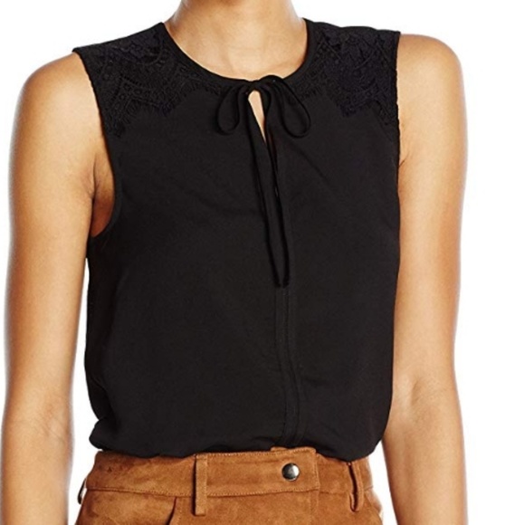 Tops - French Connection Women's Lace Trim Black Sz 8
